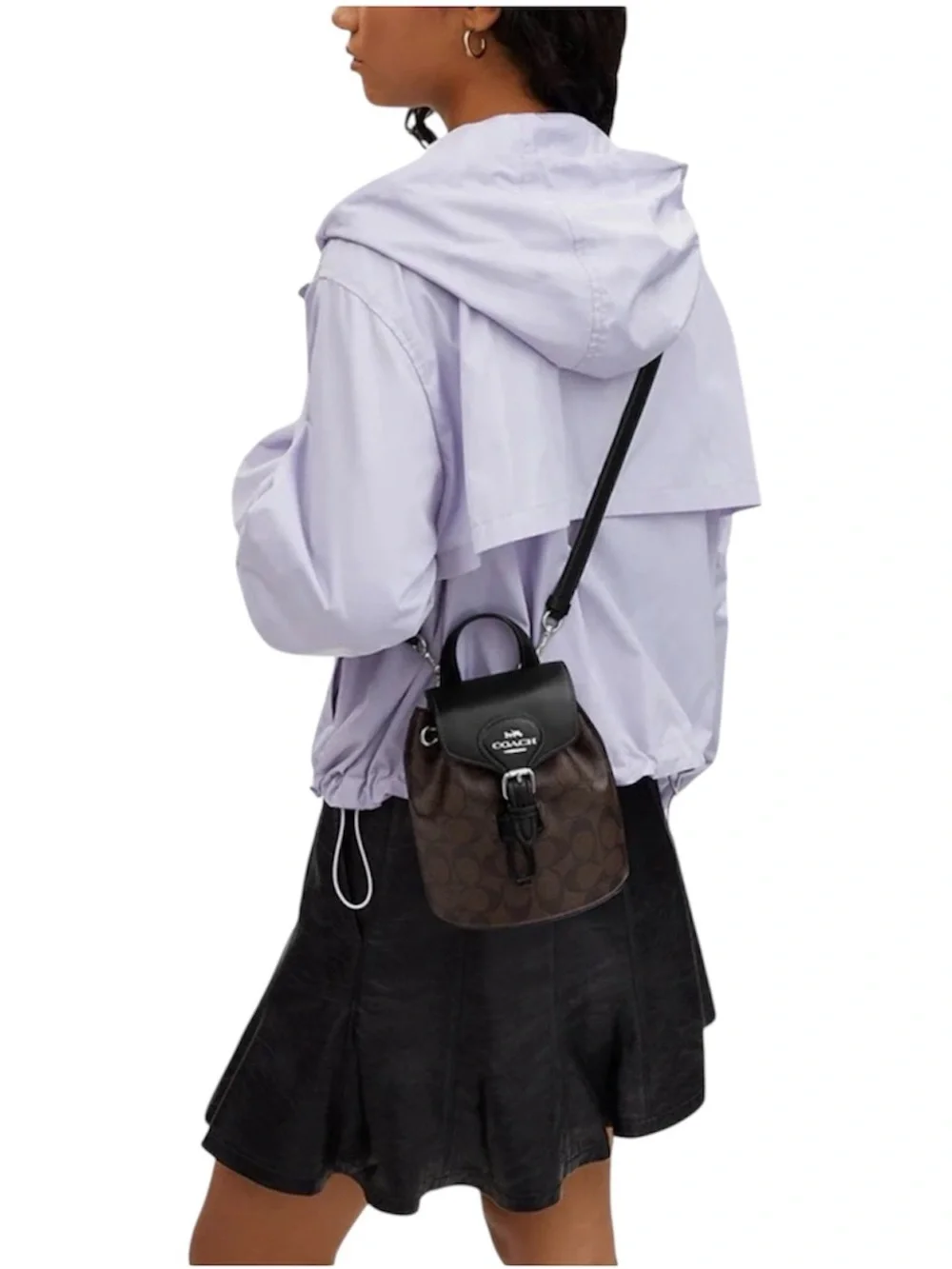 Coach CL458 Amelia Convertible Backpack In Signature Canvas Brown Black